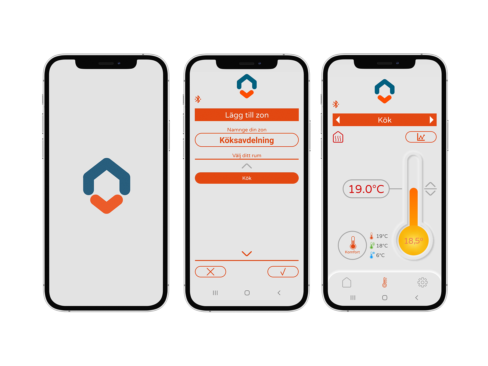 Thermotech iQ Home-appen på mobilen